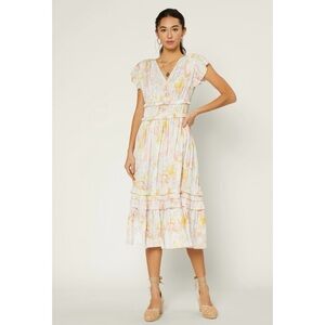 Current Air Sereia Watercolor Pleated Midi Dress size large